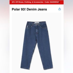 Men’s Polar 93 Loose denim skate pants blue size 34/32